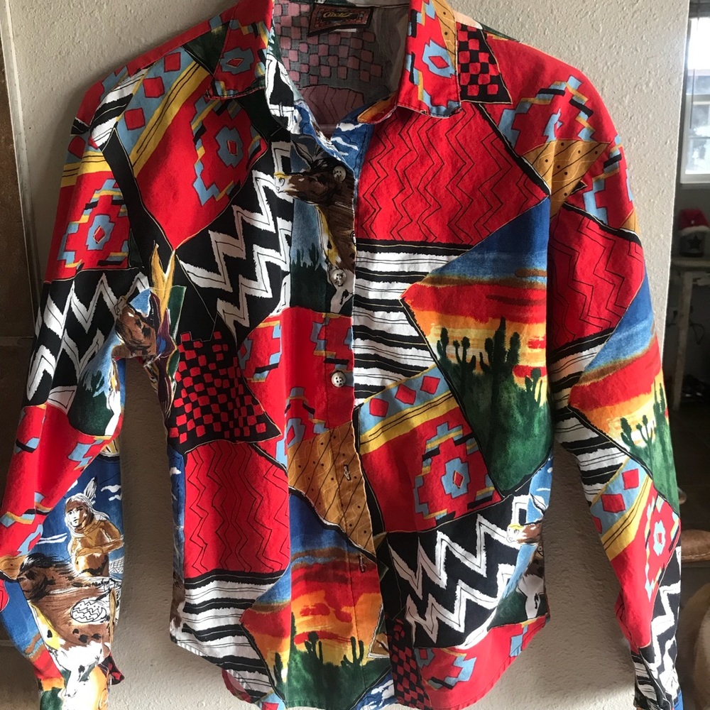 Vintage Western/ Native American Button Up